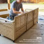 Rattan Wicker Sofa 3-Seater Outdoor Patio Sofa with Cushions for Garden Backyard Porch Dark Blue - Image 8