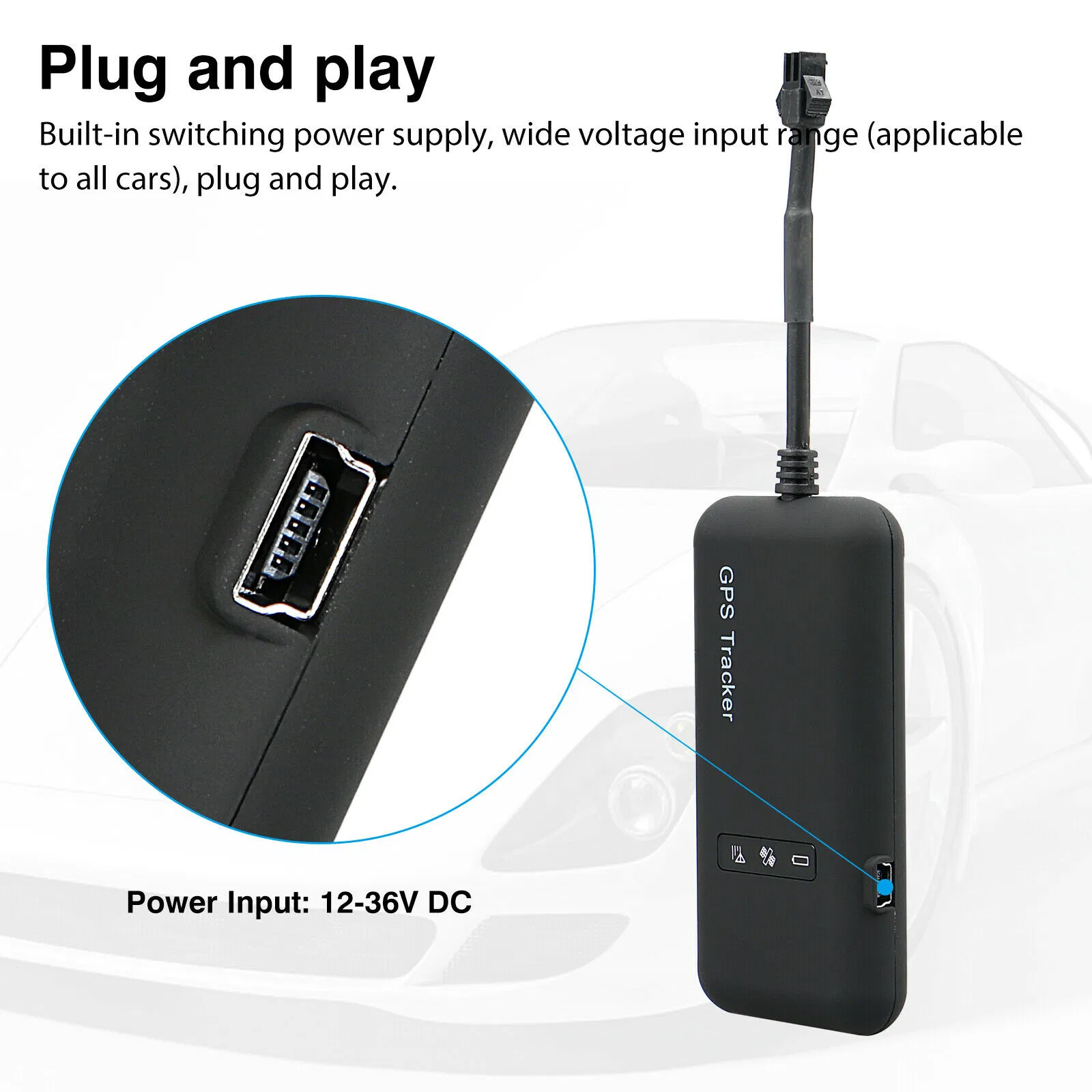 Real-Time GPS Vehicle Tracker with GSM GPRS and 12-36V Power Input