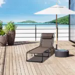 Outsunny Reclining Lounge Chair, Portable Sun Lounger, Folding Camping Cot, with Adjustable Backrest and Removable Pillow, for Patio, Garden, Beach - Image 2