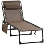 Outsunny Reclining Lounge Chair, Portable Sun Lounger, Folding Camping Cot, with Adjustable Backrest and Removable Pillow, for Patio, Garden, Beach - Image 11
