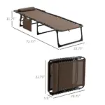 Outsunny Reclining Lounge Chair, Portable Sun Lounger, Folding Camping Cot, with Adjustable Backrest and Removable Pillow, for Patio, Garden, Beach - Image 3