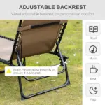 Outsunny Reclining Lounge Chair, Portable Sun Lounger, Folding Camping Cot, with Adjustable Backrest and Removable Pillow, for Patio, Garden, Beach - Image 4