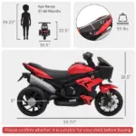 Aosom Red 6V Kids Electric Motorcycle Ride-On Dirt Bike Toy with Music Horn Headlights - Image 3
