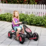 Aosom Red Pedal Go Kart for Kids, Outdoor Ride-On Toy with Adjustable Seat, Anti-Slip Wheels, Safety Brake, Ages 5-12 - Image 2