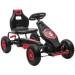 Aosom Red Pedal Go Kart for Kids, Outdoor Ride-On Toy with Adjustable Seat, Anti-Slip Wheels, Safety Brake, Ages 5-12