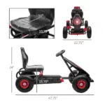 Aosom Red Pedal Go Kart for Kids, Outdoor Ride-On Toy with Adjustable Seat, Anti-Slip Wheels, Safety Brake, Ages 5-12 - Image 3