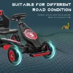 Aosom Red Pedal Go Kart for Kids, Outdoor Ride-On Toy with Adjustable Seat, Anti-Slip Wheels, Safety Brake, Ages 5-12 - Image 6