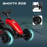 Red Pedal Go Kart for Kids with Durable Swing Axle and Shock-Absorbing Wheels - Image 6