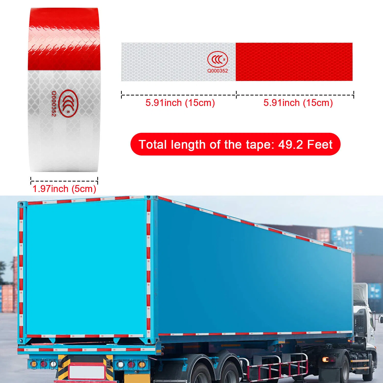 Red White Reflective Safety Tape Roll for Trucks and Trailers