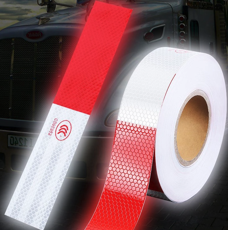 Red White Reflective Safety Tape Roll for Trucks and Trailers