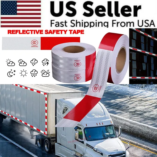 reflective-trailer-safety-tape-conspicuity-tape-warning-sign-car-truck-red-white-6.webp Red White Reflective Safety Tape Roll for Trucks and Trailers - Image 1