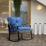 Relaxation Rocker: Blue Wicker Rocking Chair for Garden and Backyard - Image 2
