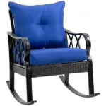 Relaxation Rocker: Blue Wicker Rocking Chair for Garden and Backyard