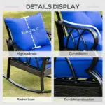 Relaxation Rocker: Blue Wicker Rocking Chair for Garden and Backyard - Image 6