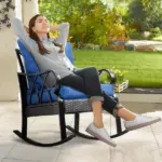 Relaxation Rocker: Blue Wicker Rocking Chair for Garden and Backyard - Image 10