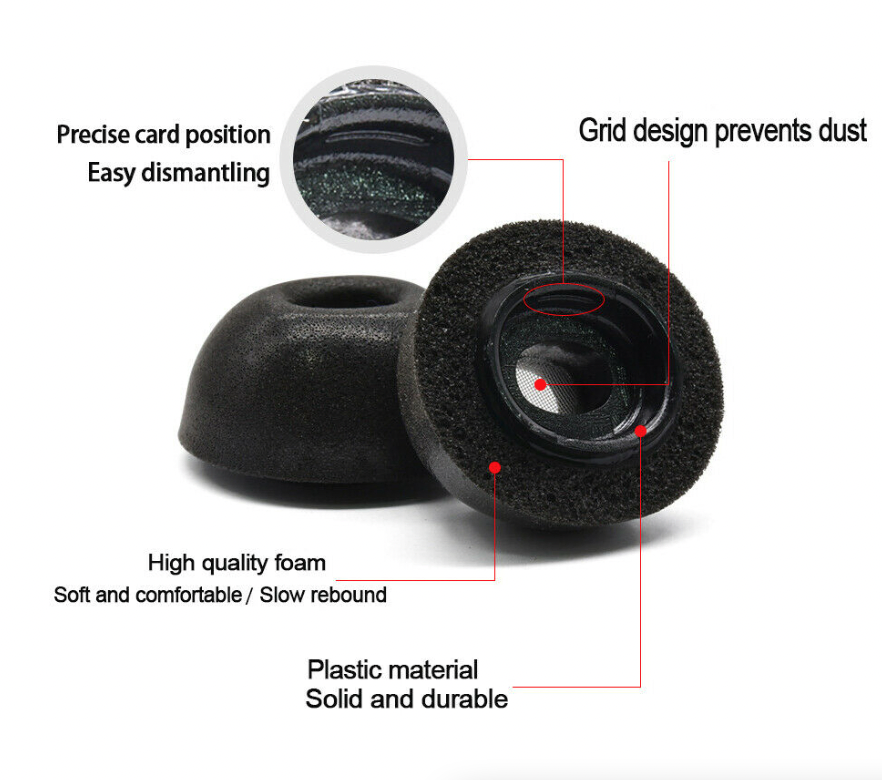 3 Pair Memory Foam Ear Tips Compatible with Apple AirPods Pro