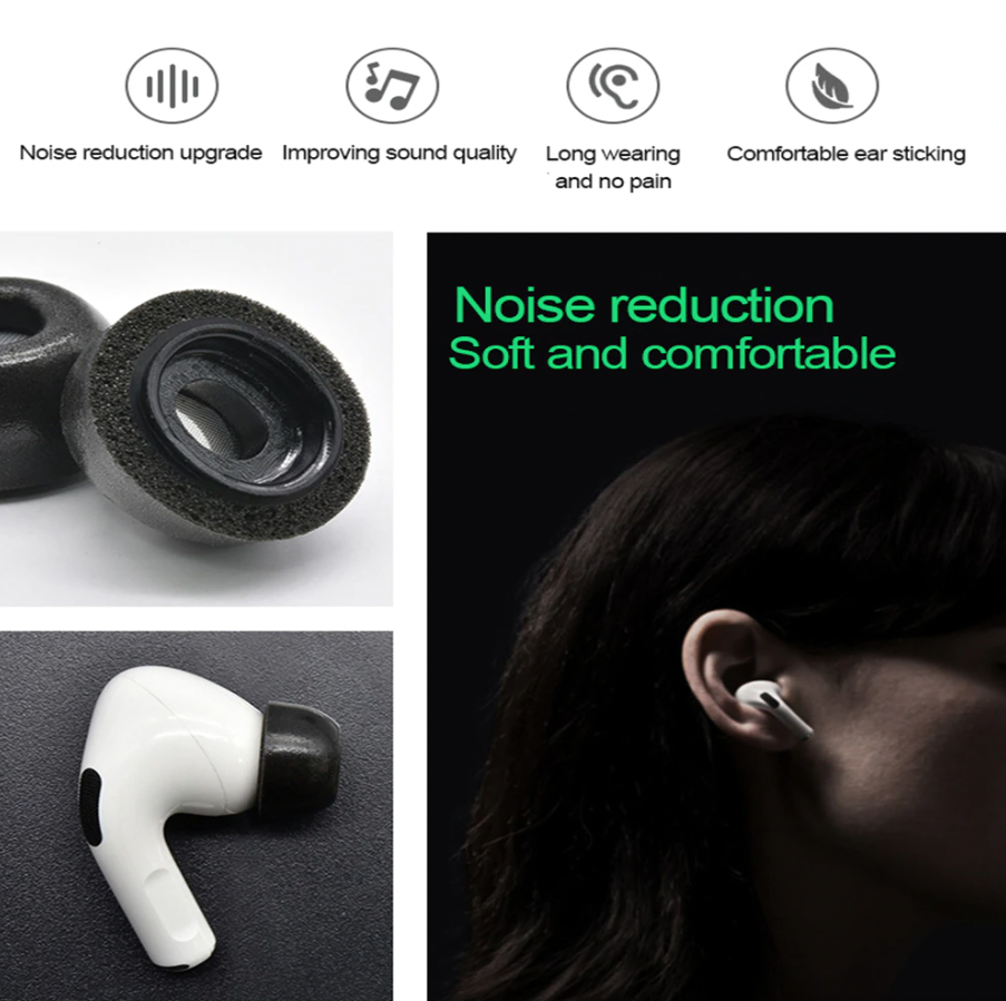 3 Pair Memory Foam Ear Tips Compatible with Apple AirPods Pro