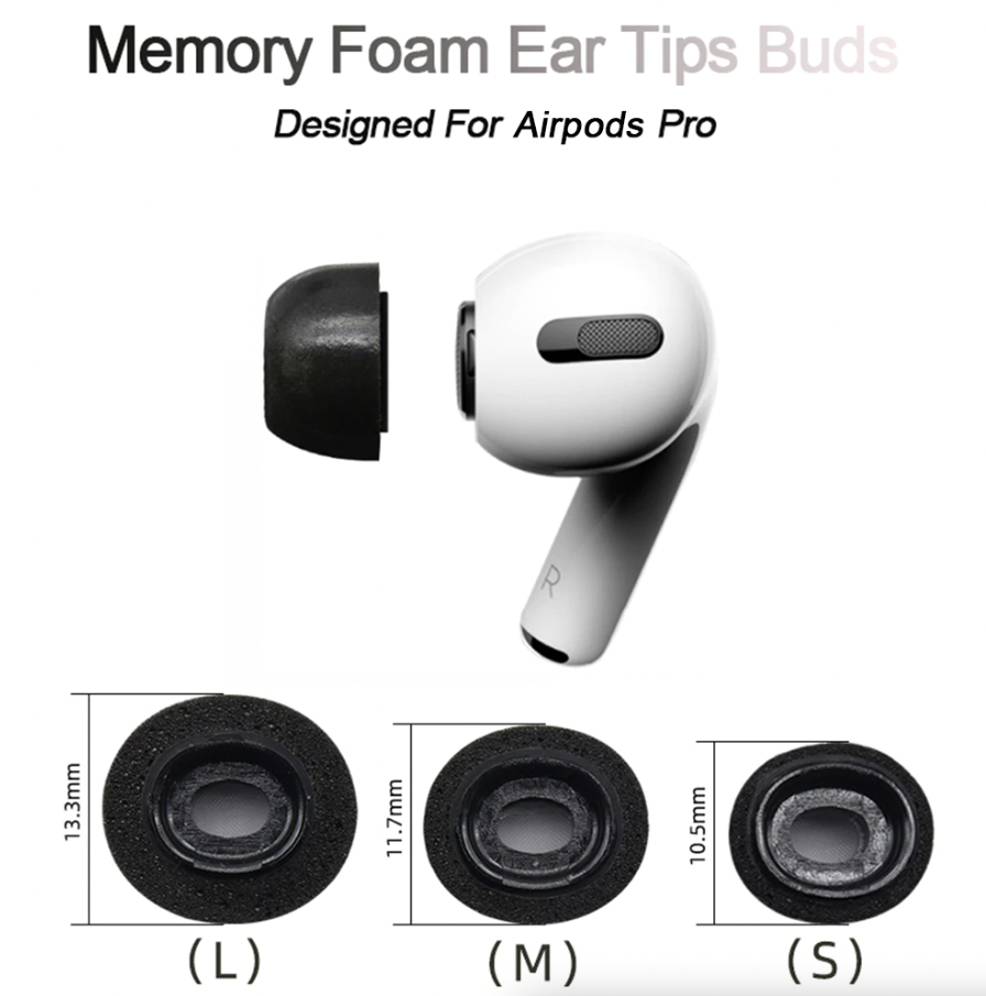 3 Pair Memory Foam Ear Tips Compatible with Apple AirPods Pro