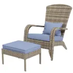 Resin Adirondack Lounger with Ottoman: Comfort Design, Detachable Cushions, and Broad Armrests for Outdoor Relaxation