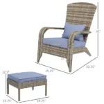 Resin Adirondack Lounger with Ottoman: Comfort Design, Detachable Cushions, and Broad Armrests for Outdoor Relaxation - Image 3