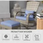 Resin Adirondack Lounger with Ottoman: Comfort Design, Detachable Cushions, and Broad Armrests for Outdoor Relaxation - Image 4