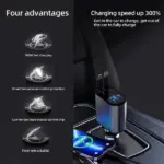 4-in-1 Retractable 60W Car Charger with USB-C and USB-A Ports - Image 9