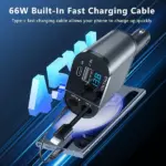 4-in-1 Retractable 60W Car Charger with USB-C and USB-A Ports - Image 12