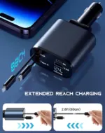 4-in-1 Retractable 60W Car Charger with USB-C and USB-A Ports - Image 18
