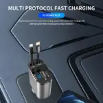 4-in-1 Retractable 60W Car Charger with USB-C and USB-A Ports - Image 4