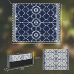 Outsunny Reversible Outdoor Rug Carpet with LED Lights, 10 ft x 8 ft PP Straw Rug with Carry Bag and Ground Stakes - Image 2