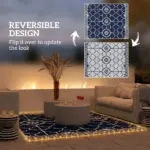 Outsunny Reversible Outdoor Rug Carpet with LED Lights, 10 ft x 8 ft PP Straw Rug with Carry Bag and Ground Stakes - Image 4