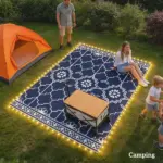 Outsunny Reversible Outdoor Rug Carpet with LED Lights, 10 ft x 8 ft PP Straw Rug with Carry Bag and Ground Stakes - Image 7