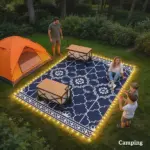 Outsunny Reversible Outdoor Rug Carpet with LED Lights, 12' x 9' PP Straw Rug with Carry Bag and Ground Stakes - Image 7