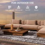 Outsunny Reversible Outdoor Rug Carpet with LED Lights, Carry Bag and Ground Stakes for Backyard, Deck, Picnic, Beach, 12 ft x 9 ft - Image 6