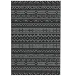 Outsunny Reversible Outdoor Rug, Waterproof Plastic Straw with Carry Bag, 6 ft x 9 ft, Black and Gray Geometric Wall
