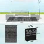 Outsunny Reversible Outdoor Rug, Waterproof Plastic Straw with Carry Bag, 6 ft x 9 ft, Black and Gray Geometric Wall - Image 3