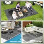 Outsunny Reversible Outdoor Rug, Waterproof Plastic Straw with Carry Bag, 6 ft x 9 ft, Black and Gray Geometric Wall - Image 5