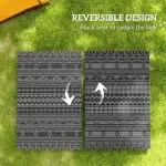 Outsunny Reversible Outdoor Rug, Waterproof Plastic Straw with Carry Bag, 6 ft x 9 ft, Black and Gray Geometric Wall - Image 7