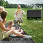 Outsunny Reversible Outdoor Rug, Waterproof Plastic Straw with Carry Bag, 6 ft x 9 ft, Black and Gray Geometric Wall - Image 8
