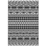 Outsunny Reversible Outdoor Rug, Waterproof Plastic Straw with Carry Bag, 6' x 9', Black and White Geometric Wall