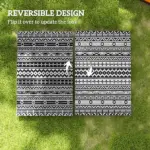 Outsunny Reversible Outdoor Rug, Waterproof Plastic Straw with Carry Bag, 6' x 9', Black and White Geometric Wall - Image 7