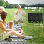 Outsunny Reversible Outdoor Rug, Waterproof Plastic Straw with Carry Bag, 6' x 9', Black and White Geometric Wall - Image 8