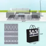 Outsunny Reversible Outdoor Rug, Waterproof Plastic Straw with Carry Bag, 6 ft x 9 ft, Blue and White Geometric - Image 3