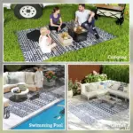 Outsunny Reversible Outdoor Rug, Waterproof Plastic Straw with Carry Bag, 6 ft x 9 ft, Blue and White Geometric - Image 5