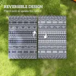 Outsunny Reversible Outdoor Rug, Waterproof Plastic Straw with Carry Bag, 6 ft x 9 ft, Blue and White Geometric - Image 7