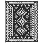 Outsunny Reversible Outdoor Rug, Waterproof Plastic Straw with Carry Bag, 8 ft x 10 ft, Black and White Rhombus Patchwork - Image 12