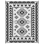 Outsunny Reversible Outdoor Rug, Waterproof Plastic Straw with Carry Bag, 8 ft x 10 ft, Black and White Rhombus Patchwork