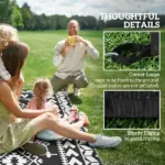 Outsunny Reversible Outdoor Rug, Waterproof Plastic Straw with Carry Bag, 8 ft x 10 ft, Black and White Rhombus Patchwork - Image 8