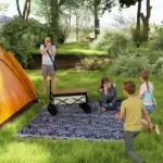 Outsunny Reversible Outdoor Rug, Waterproof Plastic Straw with Carry Bag, 8' x 10', Blue and White Geometric - Image 2