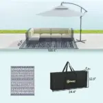 Outsunny Reversible Outdoor Rug, Waterproof Plastic Straw with Carry Bag, 8' x 10', Blue and White Geometric - Image 3